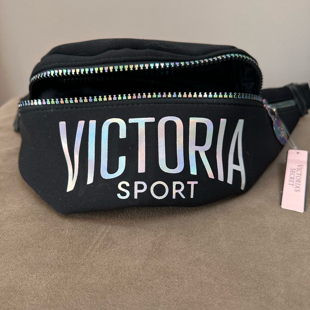 Victoria's Secret Black Crossbody Bag with Holographic Logo